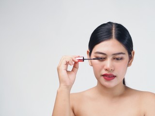 Fototapeta premium Portrait Beautiful Asian Woman with good healthy skin,beauty and cosmetic concept.