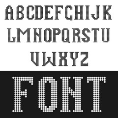 English vector font consisting of round pixels.