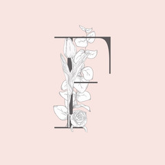 Vector Blooming Floral Elegant F Monogram and Logo