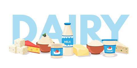 Dairy products vector template
