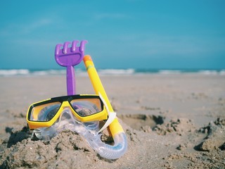 Close up snorkeling over blue sky background,summer concept.