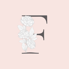 Vector Blooming Floral Initial F Monogram and Logo