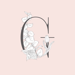 Vector Blooming Floral Elegant G Monogram and Logo
