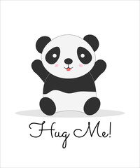Hug me lettering cartoon vector color postcard