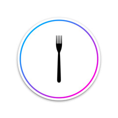 Fork icon isolated on white background. Circle white button. Vector Illustration