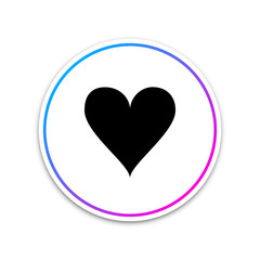 Heart icon isolated on white background. Love symbol. Valentine's Day sign. Circle white button. Vector Illustration