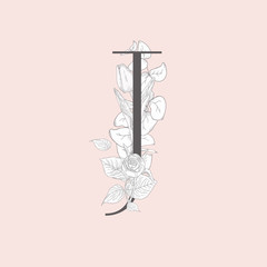 Vector Blooming Floral Elegant J Monogram and Logo