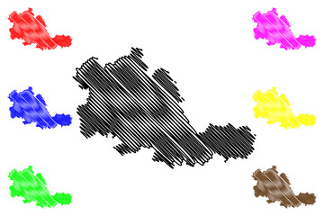West Midlands (United Kingdom, England, Metropolitan county) map vector illustration, scribble sketch West Midlands (county) map