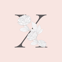 Vector Blooming Floral Initial X Monogram and Logo