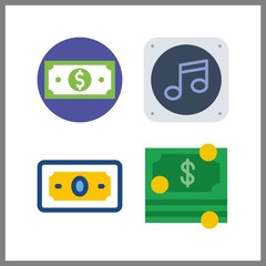 4 send icon. Vector illustration send set. music file and money icons for send works