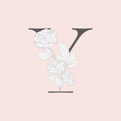 Vector Blooming Floral Initial Y Monogram and Logo