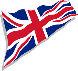 National flag of the United Kingdom waving.