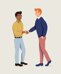 Fototapeta na wymiar Business partners shaking hands flat illustration