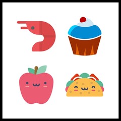 4 snack icon. Vector illustration snack set. taco and cupcake icons for snack works