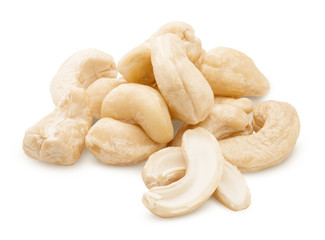 cashew nut isolated on white background, clipping path, full depth of field