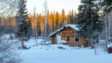 Trappers cabin in the winter