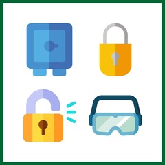 4 password icon. Vector illustration password set. padlock and secure icons for password works