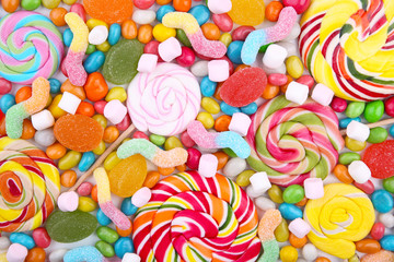 Assorted mix of various candies and jellies. Colorful sweets