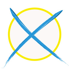 Wahlkreuz blau/gelb