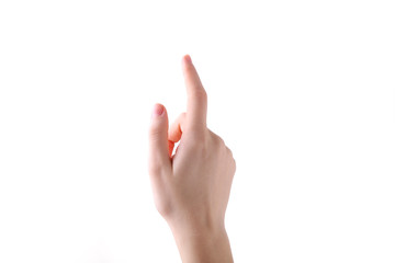 Female hand gesture isolated on a white background