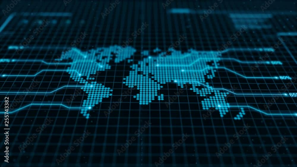 Poster 3d rendering circle hud head up display interface with ui map graph bar element for futuristic cyber