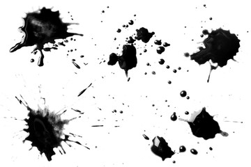 Set of black blots, isolated on white background