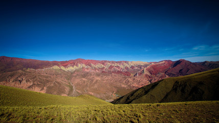 Colourful mountains of the Andes. Viewpoint of el Hornocal at Humahuaca, Jujuy, Argentina.