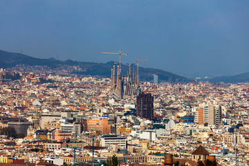Fototapeta premium City Of Barcelona Aerial View Cityscape