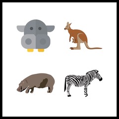 4 south icon. Vector illustration south set. zebra and hippo icons for south works