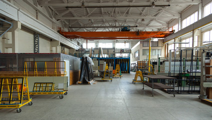 Interior of a large glass and mirror cutting factory