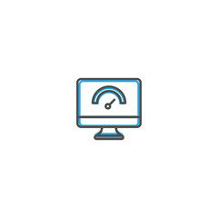 Computer icon design. Marketing icon line vector illustration