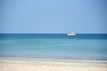 White sailboat on Blue sea at Koh Lanta, Thailand