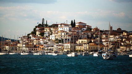 Fototapeta premium View of Poros from the sea Marina, Greece.