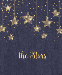 Vector illustration of stars on a dark background. Night sky. Cheerful party and celebration