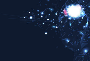 Obraz na płótnie Canvas Artificial intelligence, Brain robot control, digital futuristics, nerve network with circuit perspective abstract background vector illustration