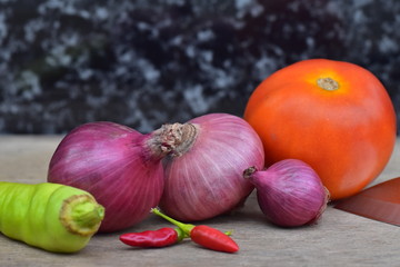 close up uncooked vegetable and spice