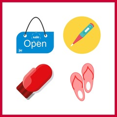 4 nobody icon. Vector illustration nobody set. open and thermometer icons for nobody works