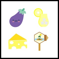 4 organic icon. Vector illustration organic set. lemonade and cheese icons for organic works