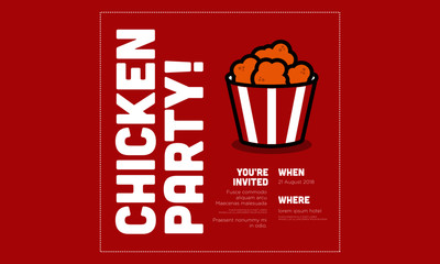 Fried Chicken Bucket Invitation Design with Where and When Details