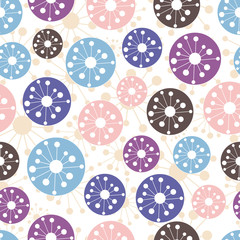 Stylized floral seamless texture on white background, endless vector pattern