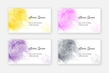 Set of watercolor card with flowers. Vector illustration