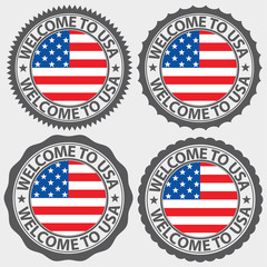 Welcome to USA label set, vector illustration