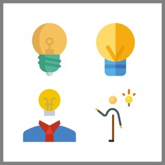 4 lightbulb icon. Vector illustration lightbulb set. invention and light bulb icons for lightbulb works