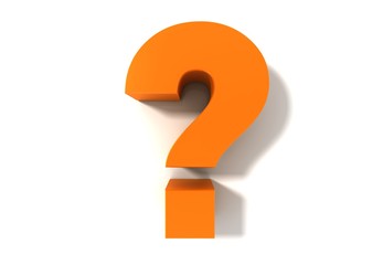 question mark 3d asking queries interrogation point orange symbol icon render