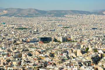 Panoramic view of west Athens, Greece, Europe