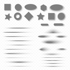 shadows with soft edges isolated on transparent background. Elements for product design. Vector illustration