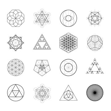 Sacred geometry vector design elements. Alchemy, religion, philosophy, spirituality, hipster symbols.