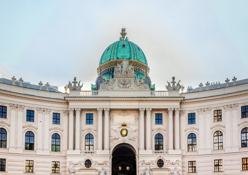 Wien / Austria -  October 10 2014: Hofburg palace facade close up, view from Michaelerplatz