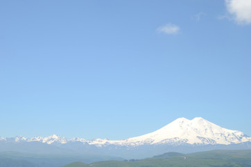 The views of the snowy peaks of mount  Elbrus, mountain
