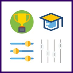 4 successful icon. Vector illustration successful set. trophy and levels icons for successful works